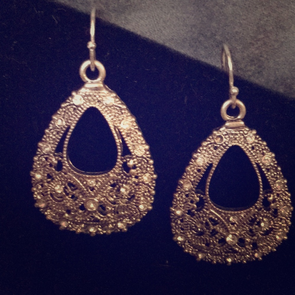 Rhinestone Encrusted Silver Earrings